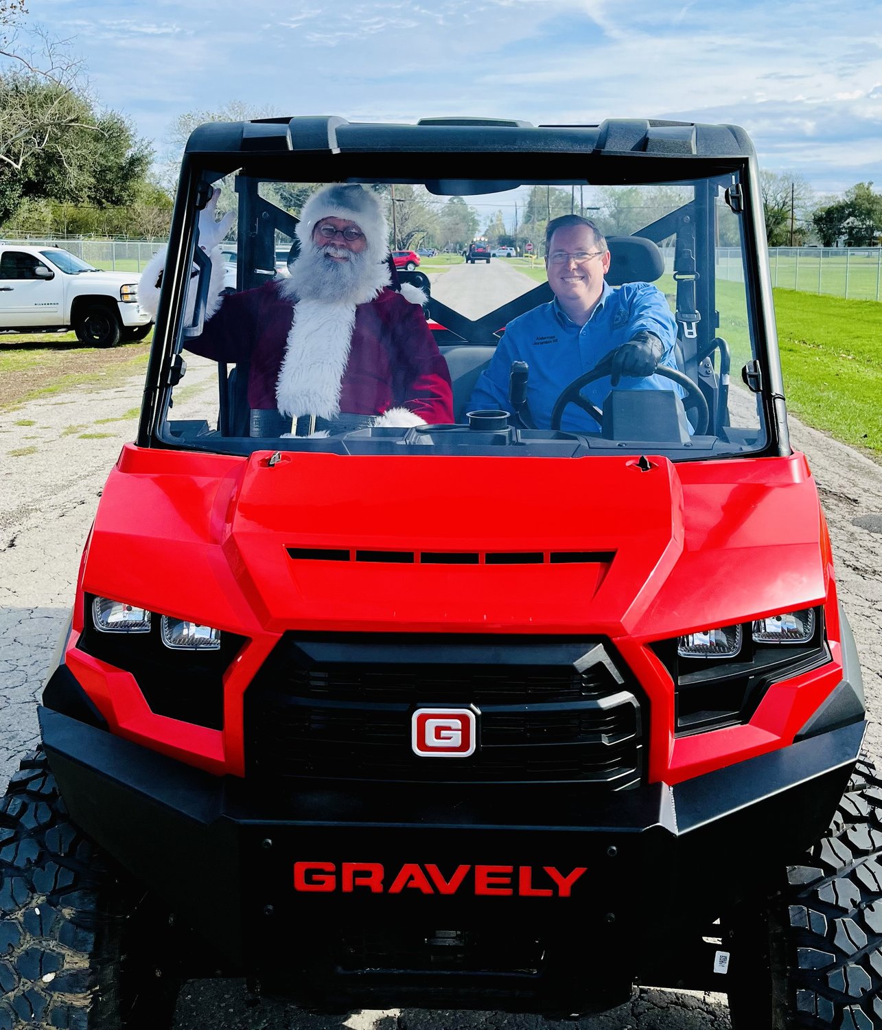 In Brookshire, Santa Claus was an honored guest at the Dec. 17 Brookshire Police Toy Drive and Parade of Trailers. Position 5 Alderman Jeremiah Hill served as Santa’s chauffeur.